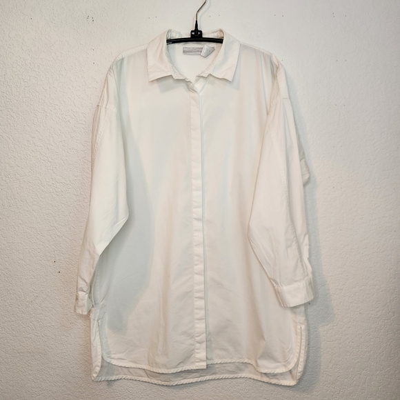 Soft Surroundings White Button-Up Oversized Blouse Dress, Size M - Picture 1 of 7